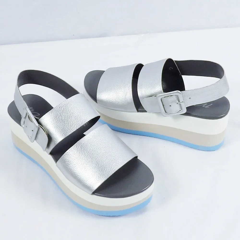 Matisse JAMs Double Strap Platform Sandal Silver New in Box
